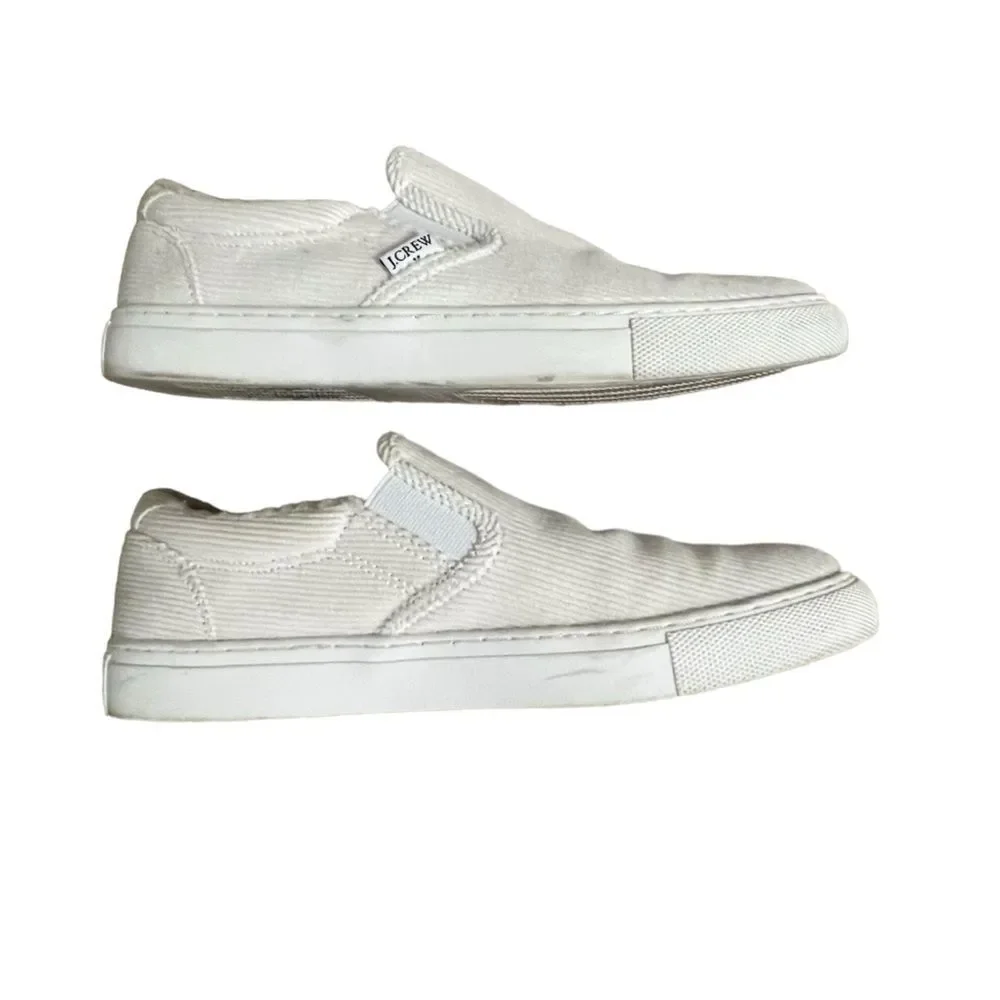 J Crew  Woman's Ivory Corduroy Slip-On Sneakers with Sherpa Lining Cozy Size 9